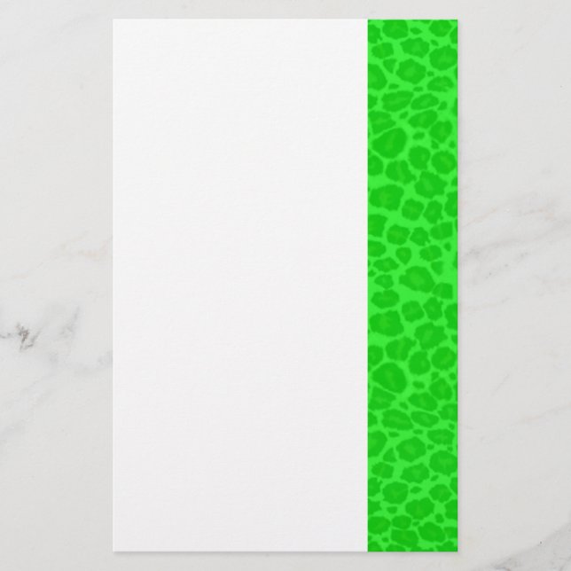 Punky Neon Green Leopard Print Stationery (Front)