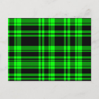 Punky Neon Green Plaid Postcard