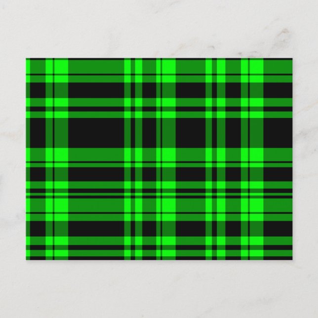 Punky Neon Green Plaid Postcard (Front)