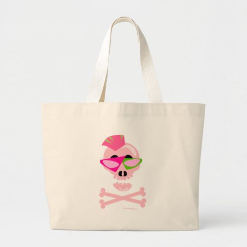 Punky New Wave Skull Large Tote Bag