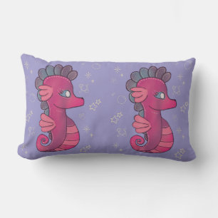 Punky Seahorse Cute Pink Seahorse Lumbar Pillow