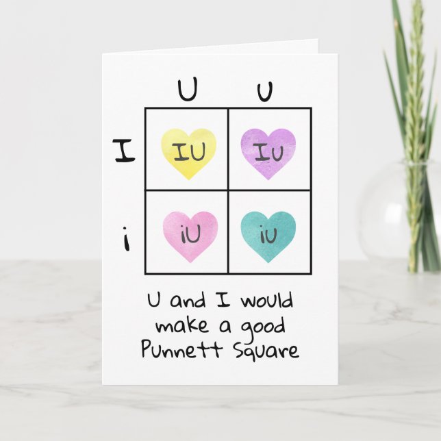 Punnett Square Valentine Biology Science Nerd Chem Holiday Card (Front)