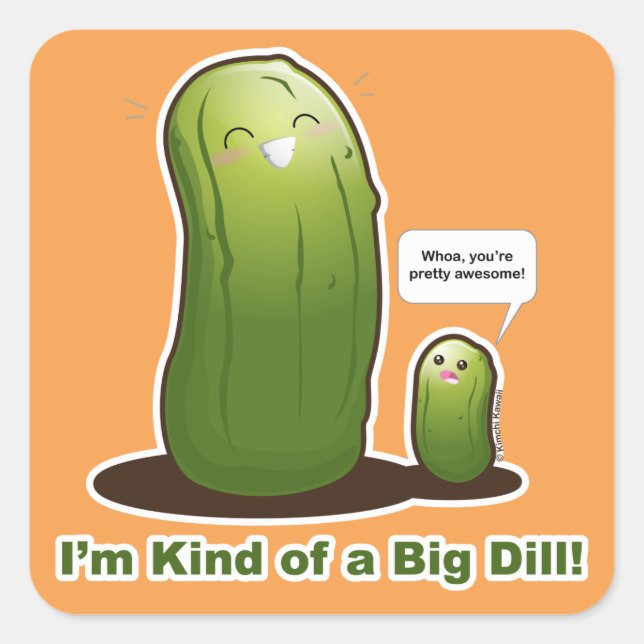 Punny Big Pickle Square Sticker (Front)
