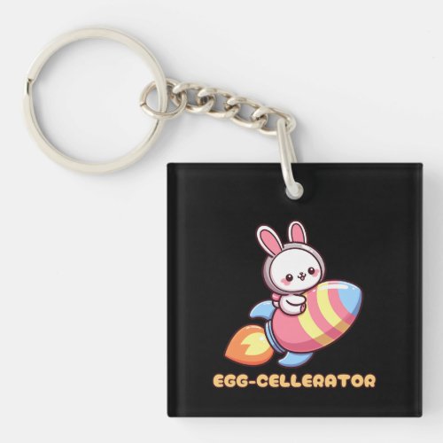 Punny Easter Egg Rocket Case _ Kawaii Bunny Keychain