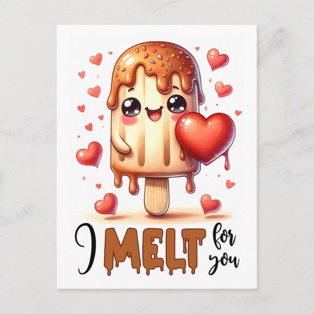 Punny I Melt For You Valentine Postcard (Front)
