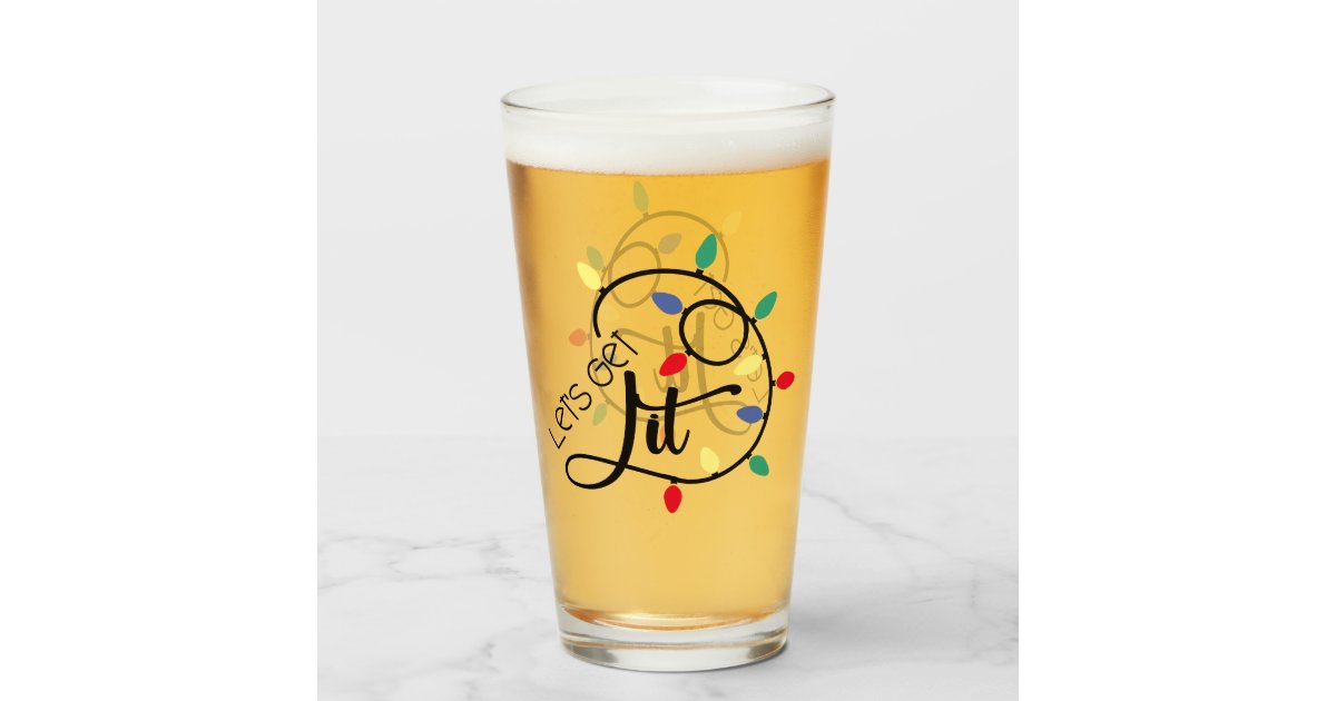 16oz Lets Get Lit Christmas Frosted Glass Libbey Cup , Sublimation