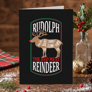 Punny Meat Lover - Rudolph Reindeer Holiday Card