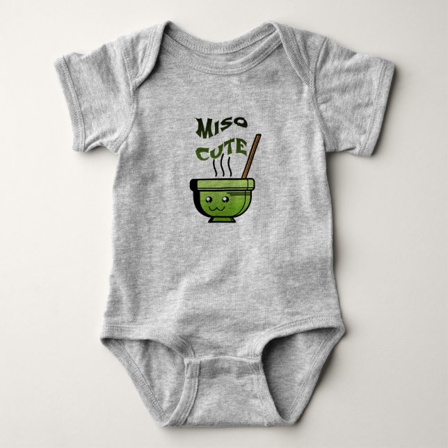 Punny Miso Cute Baby One Piece Bodysuit (Front)
