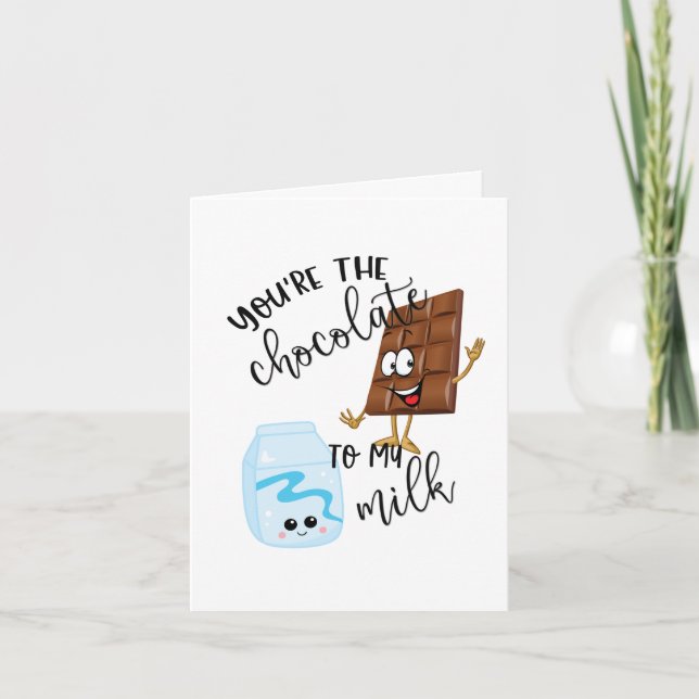 Punny Valentine | Youre the Chocolate to my Milk Holiday Card (Front)