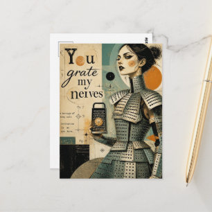 Punny You Grate My Nerves Cheese Grater Fantasy Postcard