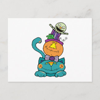 Punpkin monster cat postcard