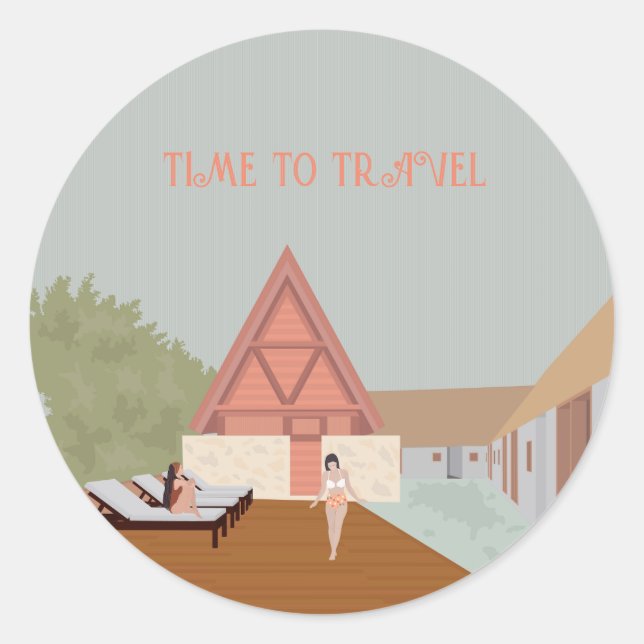 Punta Caliza Holbox, casa de vacaciones, viajar Classic Round Sticker (Front)