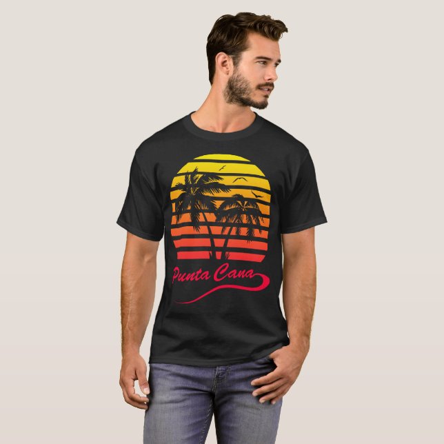 Punta Cana 80s Tropical Sunset T-Shirt (Front Full)