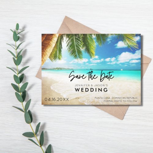 Punta Cana Beach Budget Wedding Save The Date Announcement Postcard