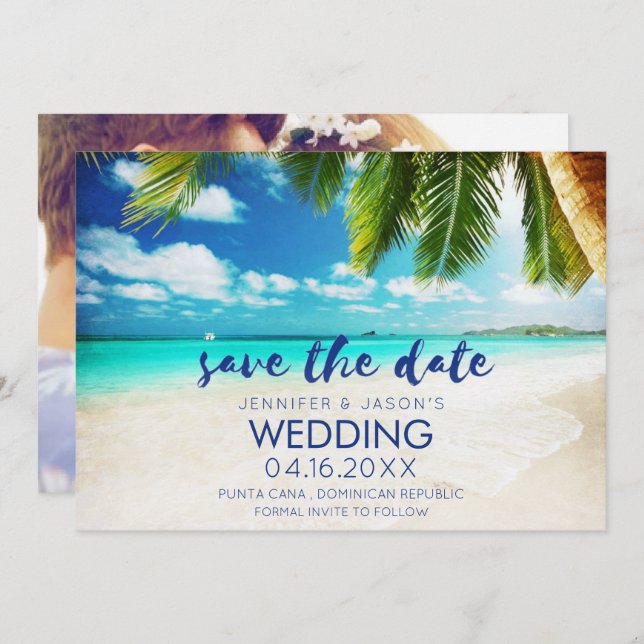 Punta Cana Beach Destination Wedding  Save The Date (Front/Back)