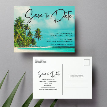 Punta Cana Beach Destination Wedding Save The Date Announcement Postcard by stylelily at Zazzle