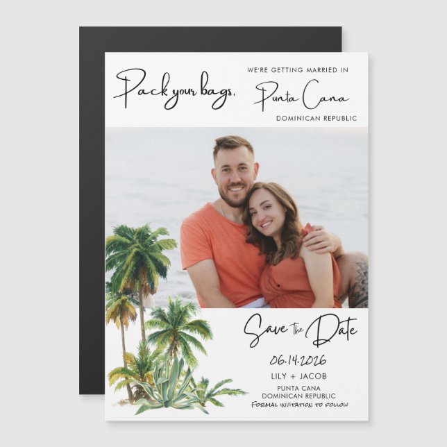 Punta Cana Beach Destination Wedding Save The Date Magnetic Invitation (Front/Back)