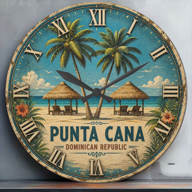 Punta Cana Beach Dominican Republic Large Clock (Creator Uploaded)
