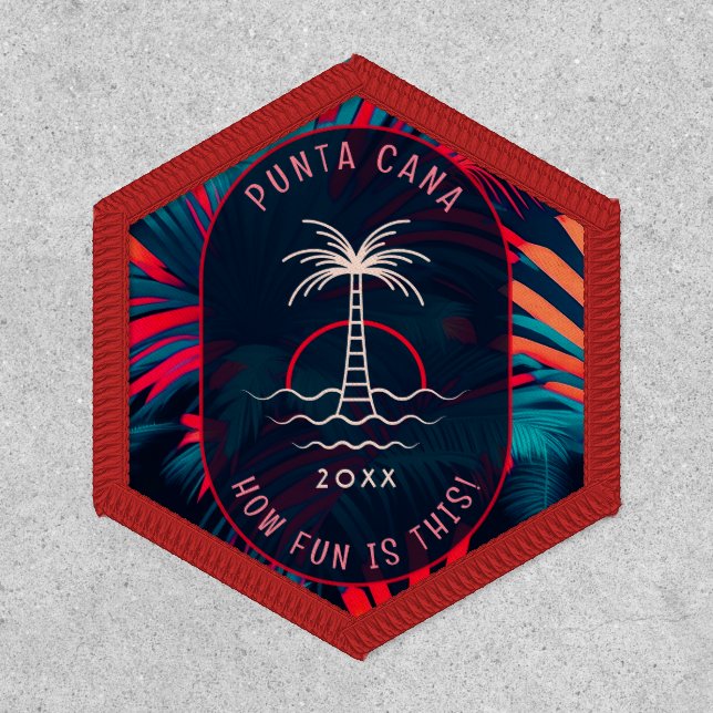 Punta Cana Beach party Palm tree leaves sunset Patch (Front)