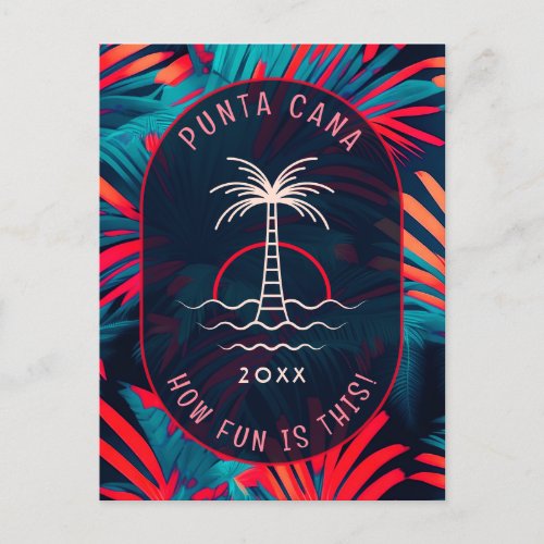 Punta Cana Beach party Palm tree leaves sunset Postcard