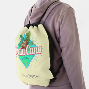 Punta Cana Caribbean Dominican Republic Retro Drawstring Bag