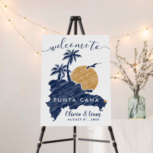 Punta Cana Custom Navy Minimalist Map Wedding Foam Board