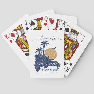 Punta Cana Custom Navy Minimalist Map Wedding Poker Cards