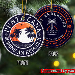Punta Cana Dominican anchor Family Vacation Sunset Ceramic Ornament<br><div class="desc">Punta Cana Dominican Republic Tropical Retro Sunset design. Indulge in the nostalgia of Punta Cana with our vintage souvenir, designed specifically for seaside vacationers. Reminiscent of a bygone era, this design encapsulates the tranquility and beauty of the cove, serving as a delightful reminder of your beachside getaway. You can customize...</div>