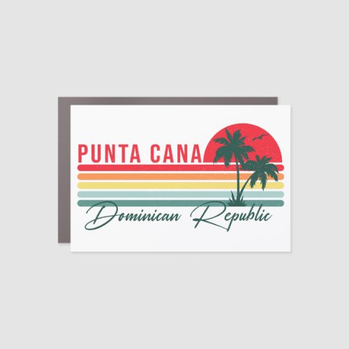 Punta Cana Dominican Palm Tree Beach Vintage Car Magnet