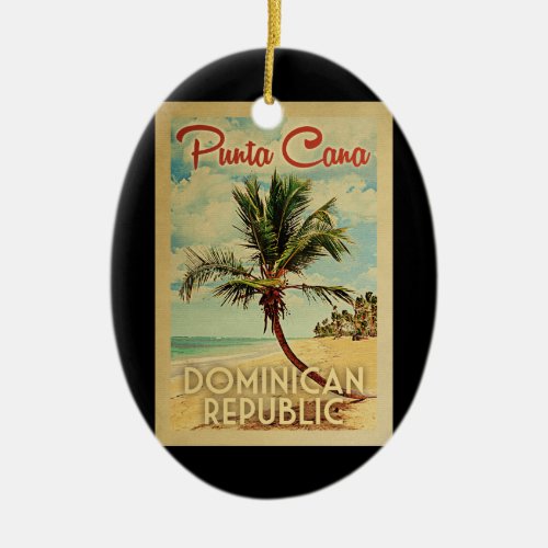 Punta Cana Dominican Palm Tree Beach Vintage Ceramic Ornament