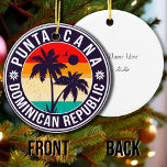 Punta Cana Dominican Palm Tree Beach Vintage Ceramic Ornament<br><div class="desc">Punta Cana retro beach design for vacation. Punta Cana Caribbean island Vintage souvenir for travel to Caribbean island. Punta Cana beach artwork for Dominican vacationers and backpackers. Punta Cana in the Caribbean retro souvenir. Design for backpackers and travel to Dominican Republic. Caribbean island with beach Vintage souvenir for seaside vacationers....</div>