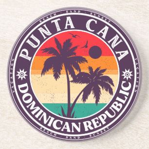 Punta Cana Dominican Palm Tree Beach Vintage Coaster