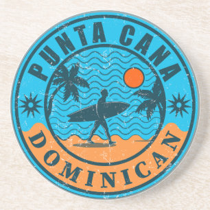 Punta Cana Dominican Palm Tree Beach Vintage Coaster