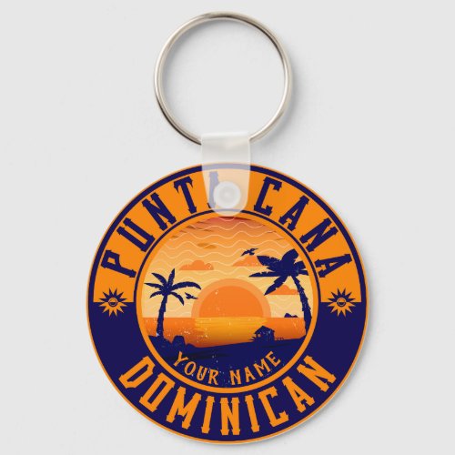 Punta Cana Dominican Palm Tree Beach Vintage  Keyc Keychain