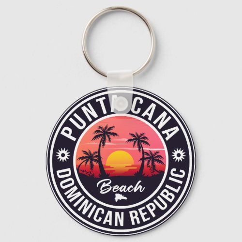 Punta Cana Dominican Palm Tree Beach Vintage Keychain