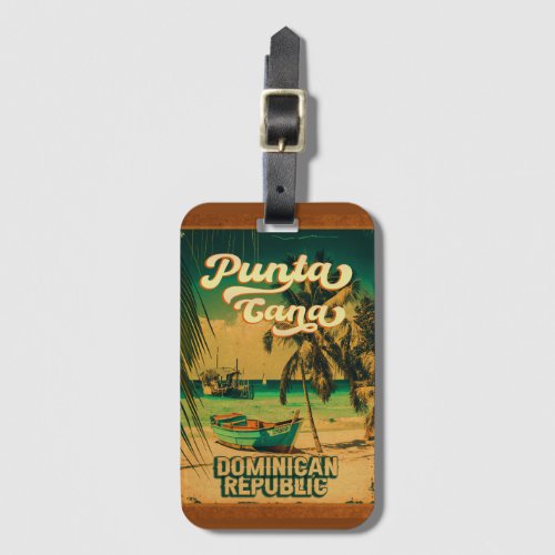 Punta Cana Dominican Palm Tree Beach Vintage Luggage Tag