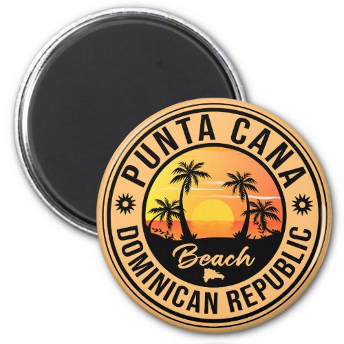 Punta Cana Dominican Palm Tree Beach Vintage Magnet