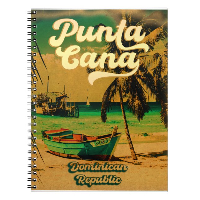 Punta Cana Dominican Palm Tree Beach Vintage Notebook (Front)