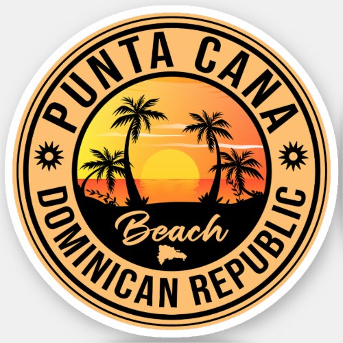 Punta Cana Dominican Palm Tree Beach Vintage Sticker