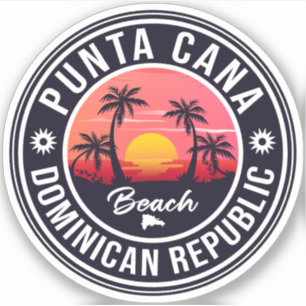Punta Cana Dominican Palm Tree Beach Vintage Sticker