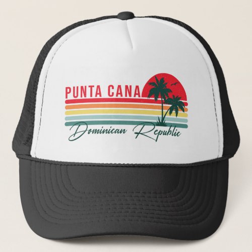 Punta Cana Dominican Palm Tree Beach Vintage Trucker Hat