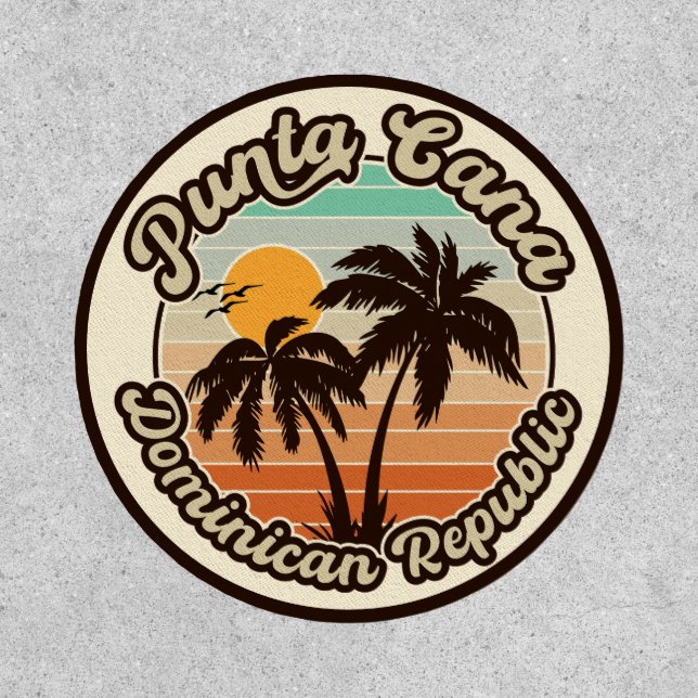 Punta Cana Dominican Palm Tree Retro Sunset 80s Patch (Front)