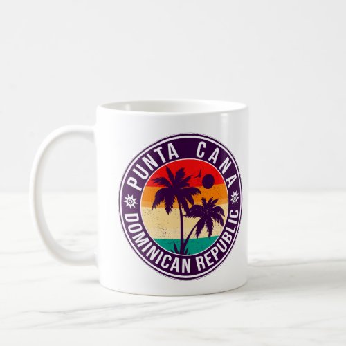 Punta Cana Dominican Palm Tree Retro Sunset Coffee Mug