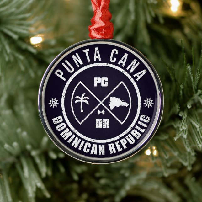 Punta Cana Dominican Republic - Distressed Metal Ornament (Tree)