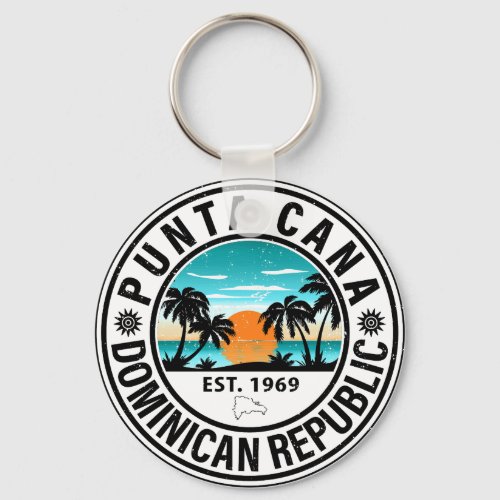 Punta Cana Dominican Republic Family Souvenir 80s Keychain