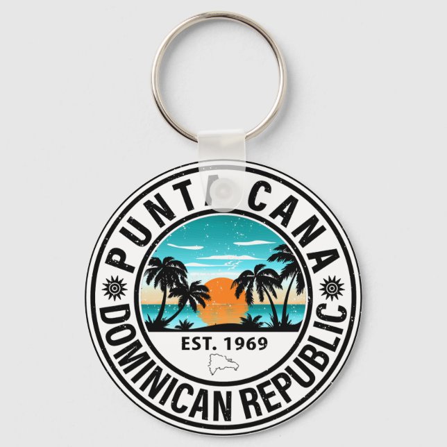 Punta Cana Dominican Republic Family Souvenir 80s Keychain (Front)