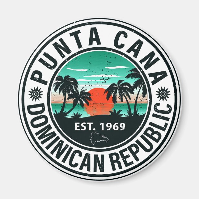 Punta Cana Dominican Republic Family Souvenir 80s Magnet (Front)
