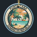 Punta Cana Dominican Republic Hut Badge Ceramic Ornament<br><div class="desc">Punta Cana vector art design. The Bávaro area and Punta Cana combine to form what's known as La Costa del Coco,  or the Coconut Coast,  an area of lavish,  all-inclusive resorts.</div>