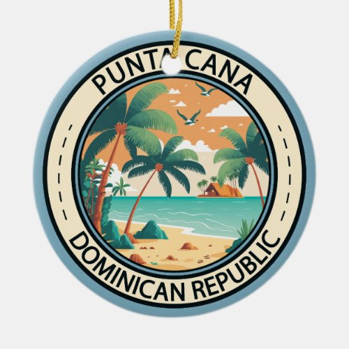 Punta Cana Dominican Republic Hut Badge Ceramic Ornament