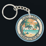 Punta Cana Dominican Republic Hut Badge Keychain<br><div class="desc">Punta Cana vector art design. The Bávaro area and Punta Cana combine to form what's known as La Costa del Coco,  or the Coconut Coast,  an area of lavish,  all-inclusive resorts.</div>